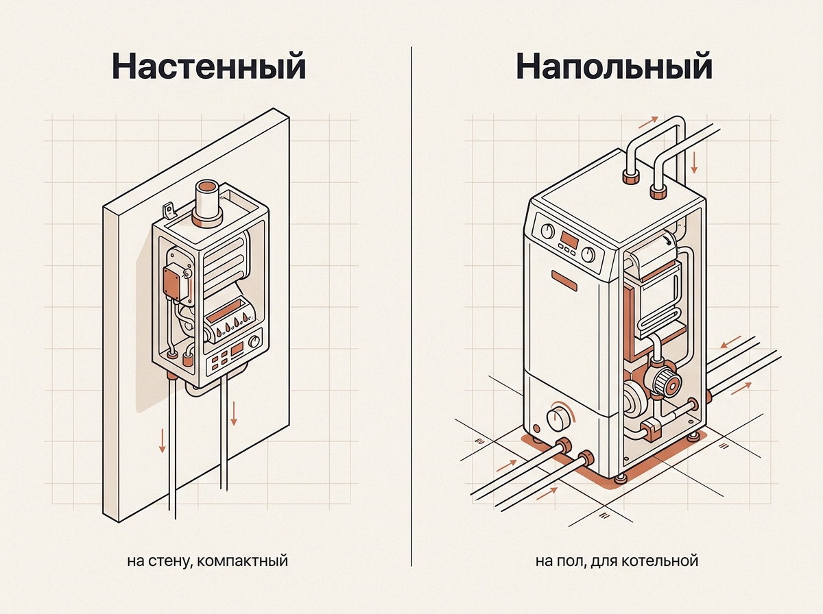 Сравнение настенного и напольного газовых котлов